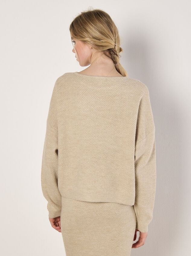 Waffle Knit Batwing Jumper, Stone, large