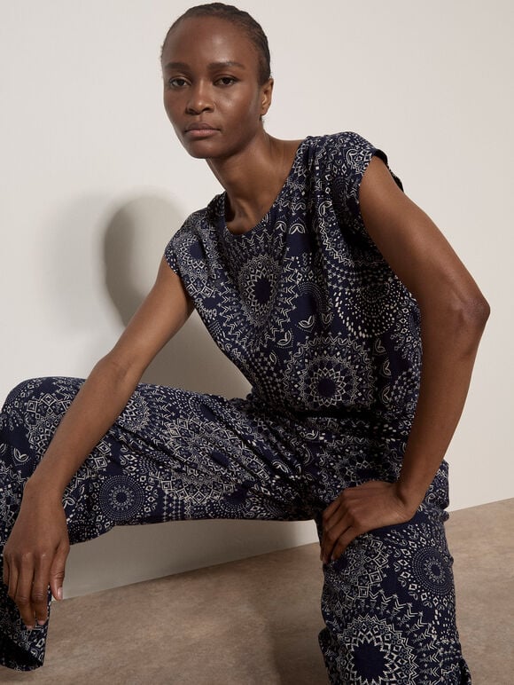 Kaleidoscope Woven T-Shirt, Navy, large