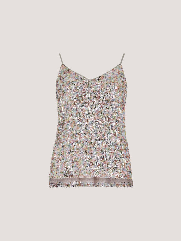 Sequin Embellished Camisole Top, Mint, large