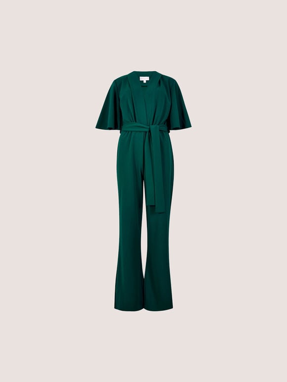 Jersey Crepe Straight-Leg Jumpsuit, Green, large
