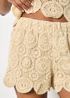 Crochet Circle Cotton Mini Shorts, Stone, large