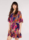 Painterly Tropical Mini Dress, Navy, large