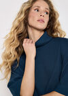 Waffle Knit Mock Neck T-Shirt, Blue, large