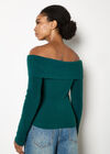 Fluffy Bardot Jumper, Green, large