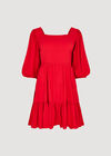 Chevron Texture Cut-Out Mini Dress, Red, large