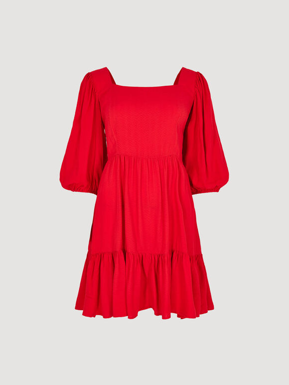Chevron Texture Cut-Out Mini Dress, Red, large