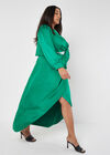 Curve Asymmetric Satin Maxi Skirt, Green, large
