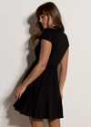 Linen Blend Shirt Mini Dress, Black, large