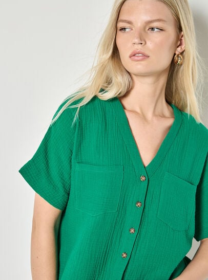 Textured V-Neck Blouse