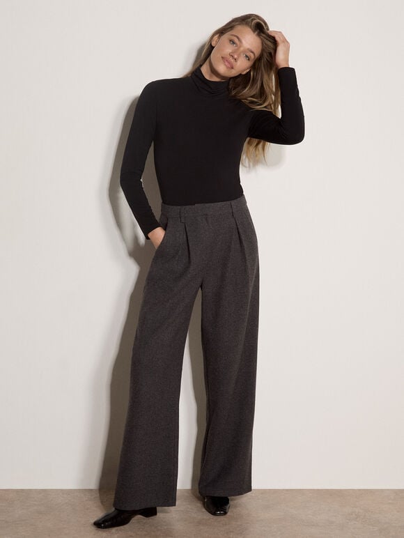 Super-Soft Turtleneck Jersey Top, Black, large