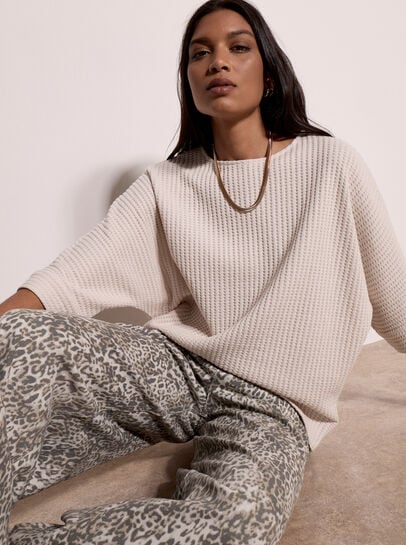 Waffle Knit Batwing Top