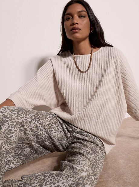 Waffle Knit Batwing Top
