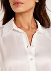 Long Sleeve Satin Shirt, White, large