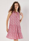 Ditsy Floral Tiered Mini Dress, Red, large