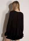 Textured Peplum Hem Blouse, Black, large