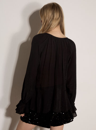 Textured Peplum Hem Blouse
