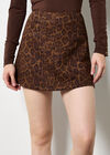 Leopard Suedette Mini Skirt, Brown, large