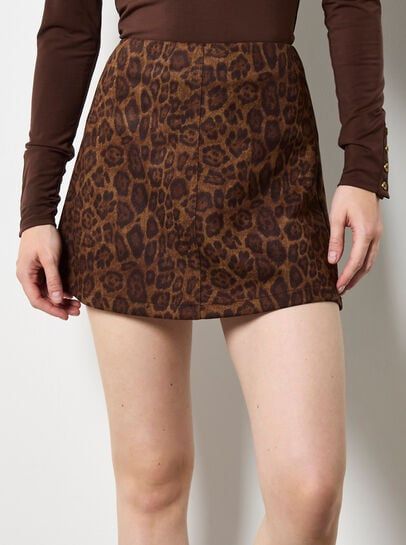 Leopard Suedette Mini Skirt