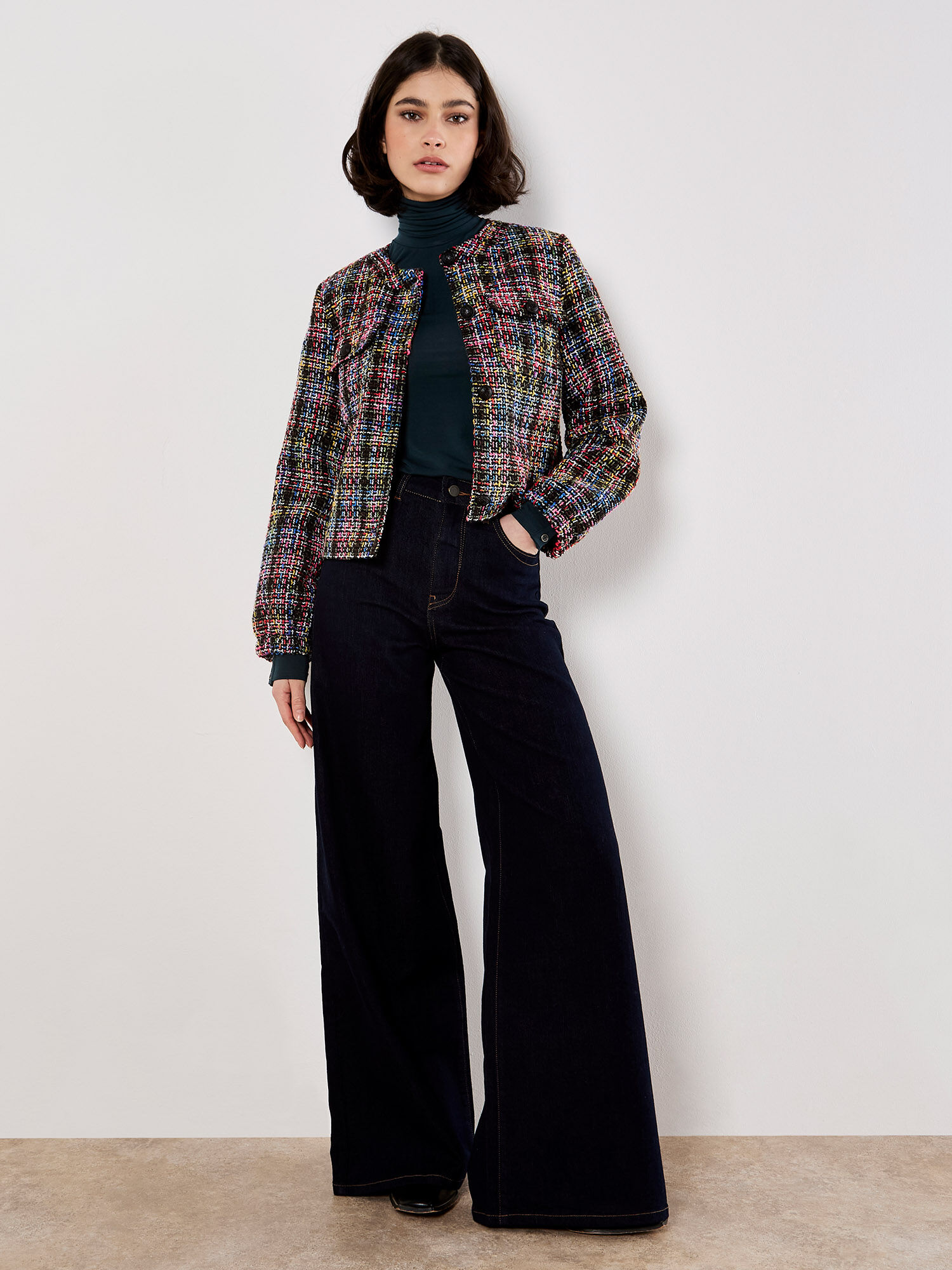 Multicoloured Tweed Jacket | Apricot Clothing