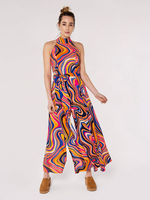 Retro Wave Jumpsuit, Orange, large