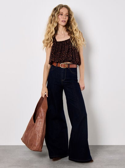 Animal Print Bubble Hem Cami Top