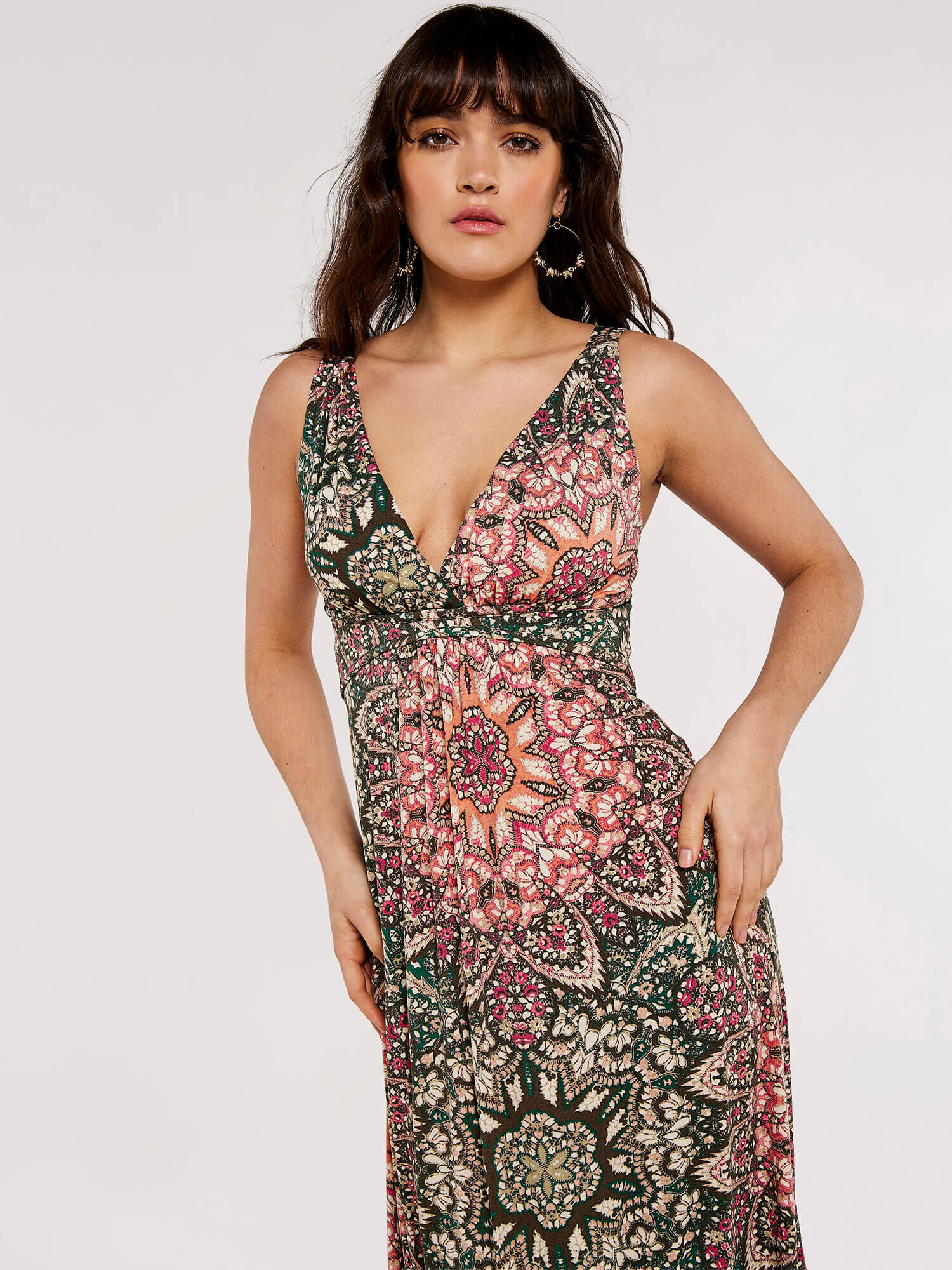 Mandala Maxi Dress Apricot Clothing