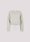 Cropped Boucle Knit Drawstring Jumper, Grey, large