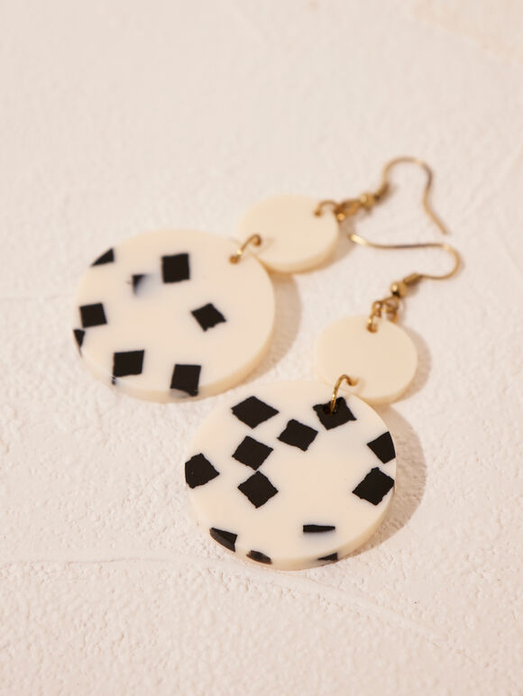 Black & White Chip Earrings, Assorted, large