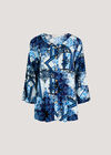 Patchwork Scarf Print Blouse, Blue, large