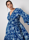 Sarasa Floral Smocked Ruffle Mini Dress, Blue, large
