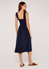 Slub Linen Nape Dress, Navy, large