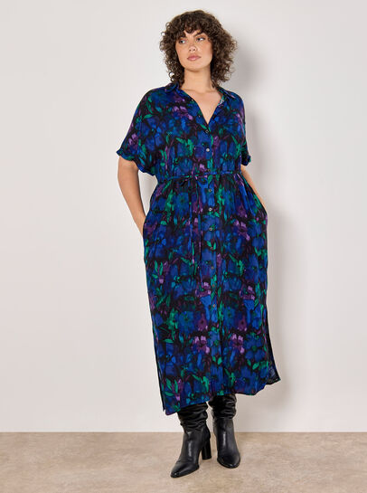 Curve Floral Shirt Midaxi Dress