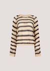 Stripe Mesh Knit Bell Sleeve Jumper, Stone, large