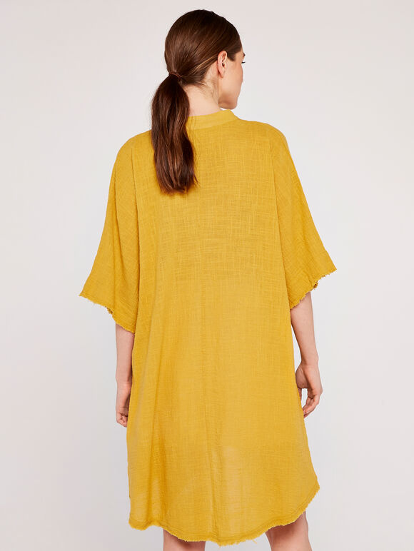 Raw Edge Tunic Top, Mustard, large