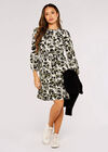 Brushstroke Smock Mini Dress, Khaki, large