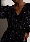 Vintage Floral Smocked Midi Dress, Black, large