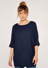 Waffle Knit Top, Navy, large