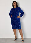 Velvet Sequin Mini Dress, Blue, large