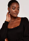 Scallop Neck Knit Dress, Black, large