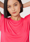 Jersey-T-Shirt mit abgerundetem Saum, Fuchsia, groß