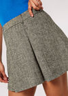 Pleated Herringbone Mini Skirt, Black, large