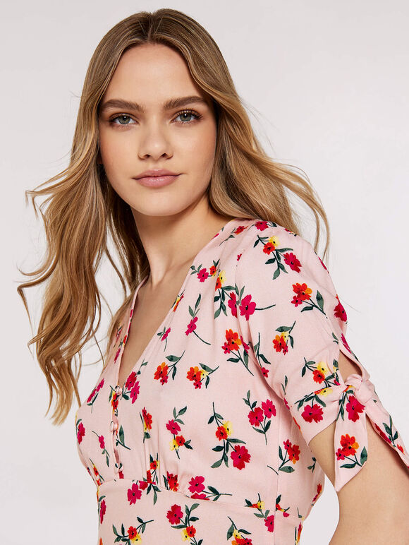 Bow Detail Mini Dress, Pink, large