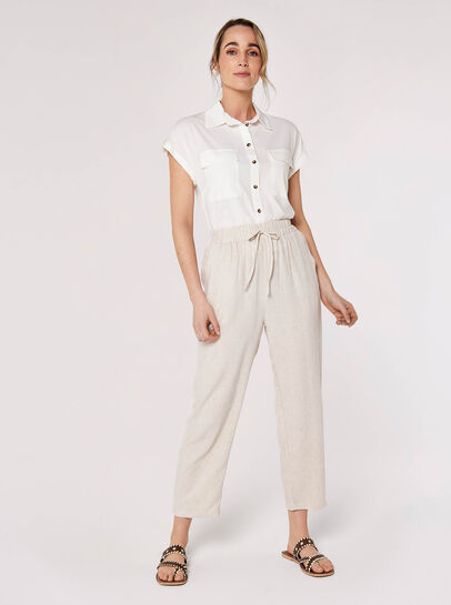 Linen Blend Cropped Trousers