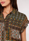Patchwork Shirt Mini Dress, Green, large