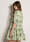 Floral Print Cotton Mini Dress, Green, large