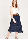 Shimmer Crinkle Midi Skirt, Navy, large