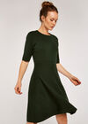 Ribbed Skater Dress, Green, large