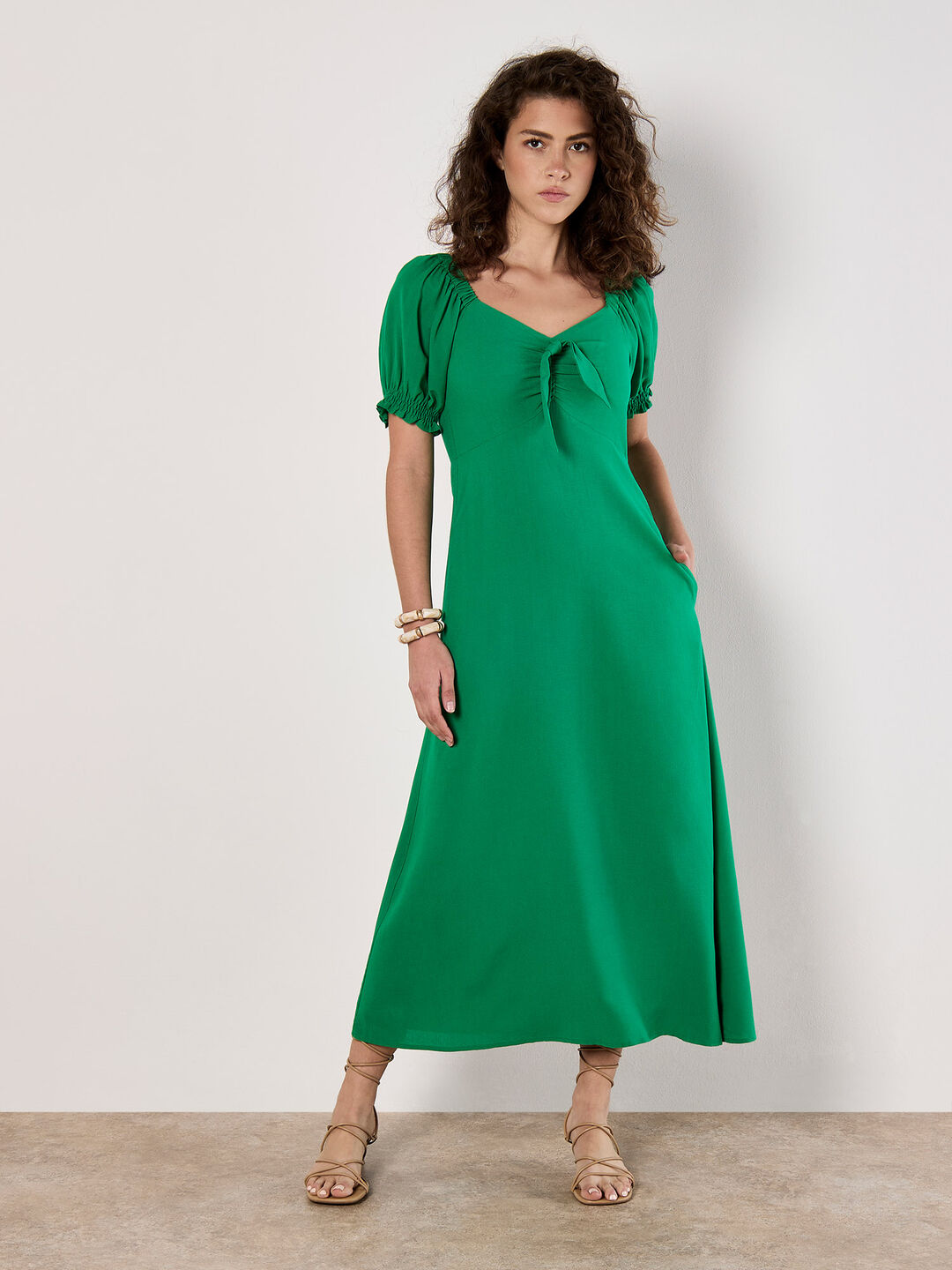 Tie Detail Milkmaid Midaxi Dress