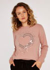 Sequin Heart Jumper, Pink, large