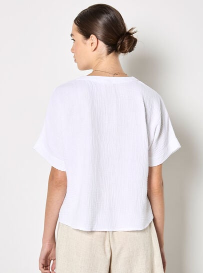 Textured V-Neck Blouse